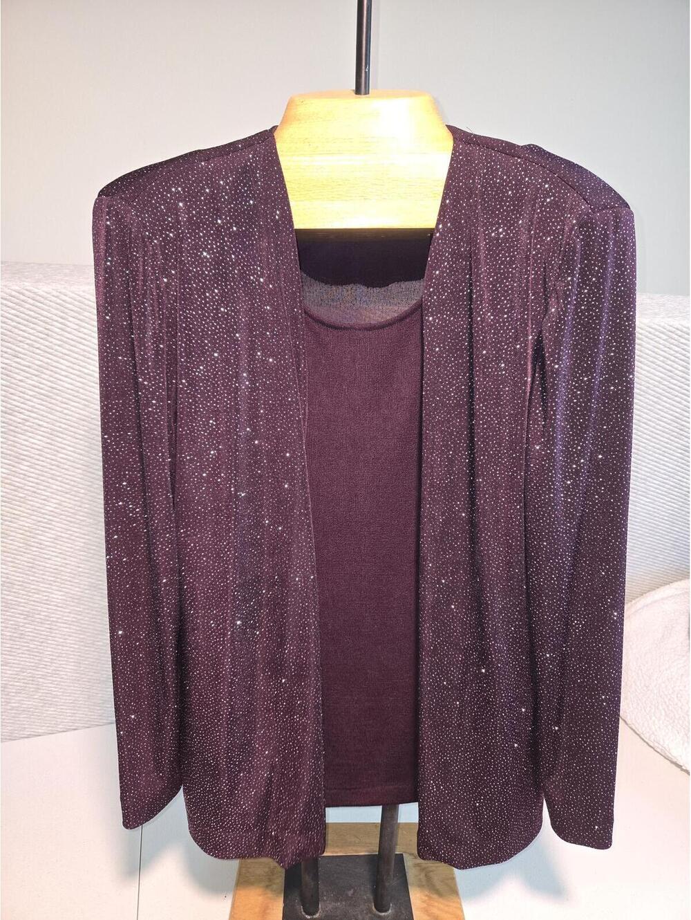 Women's Purple Sparkly Cardigan Sweater with Buttons